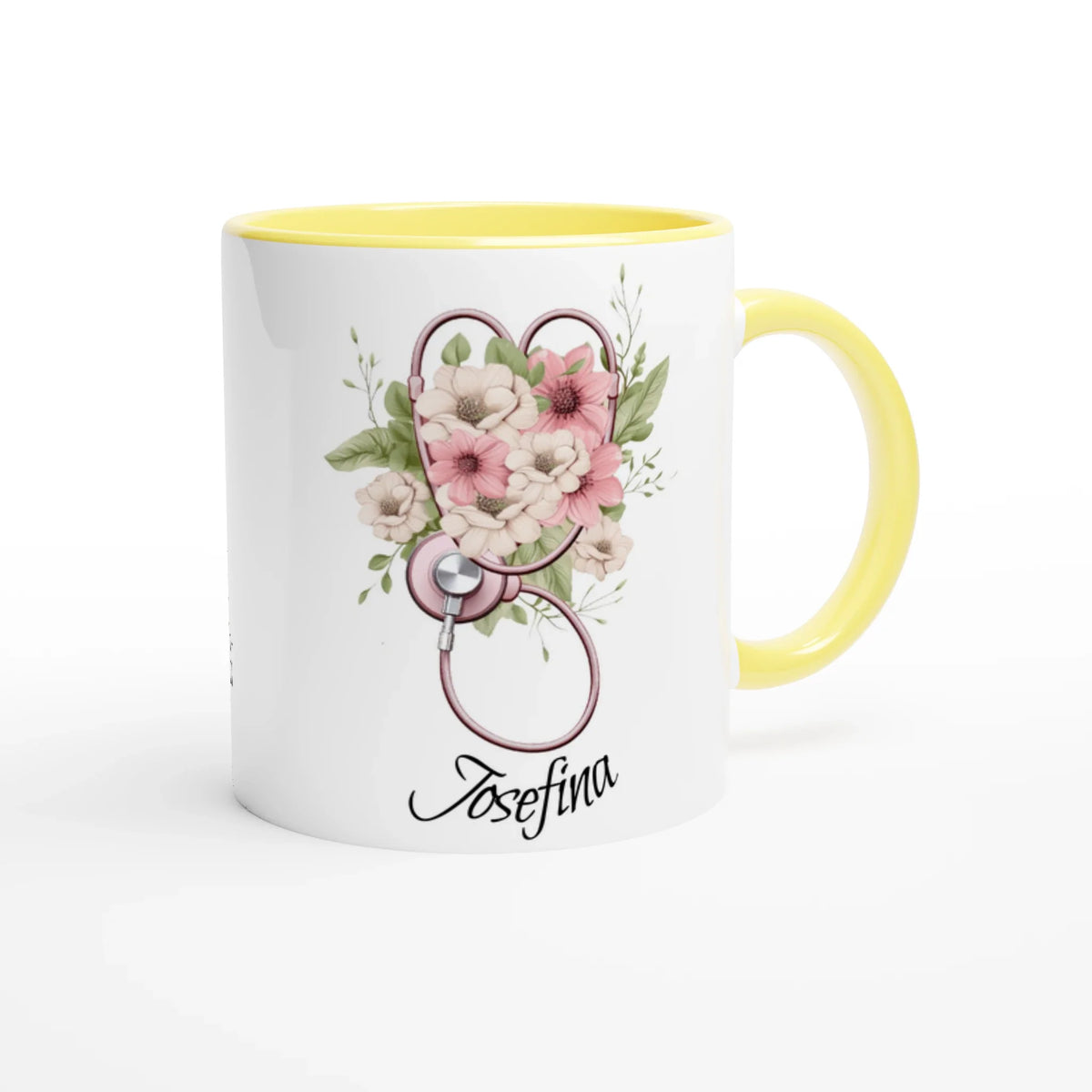 Rosa mugg med stetoskop, namn och att-göra-lista, present till sjuksköterska