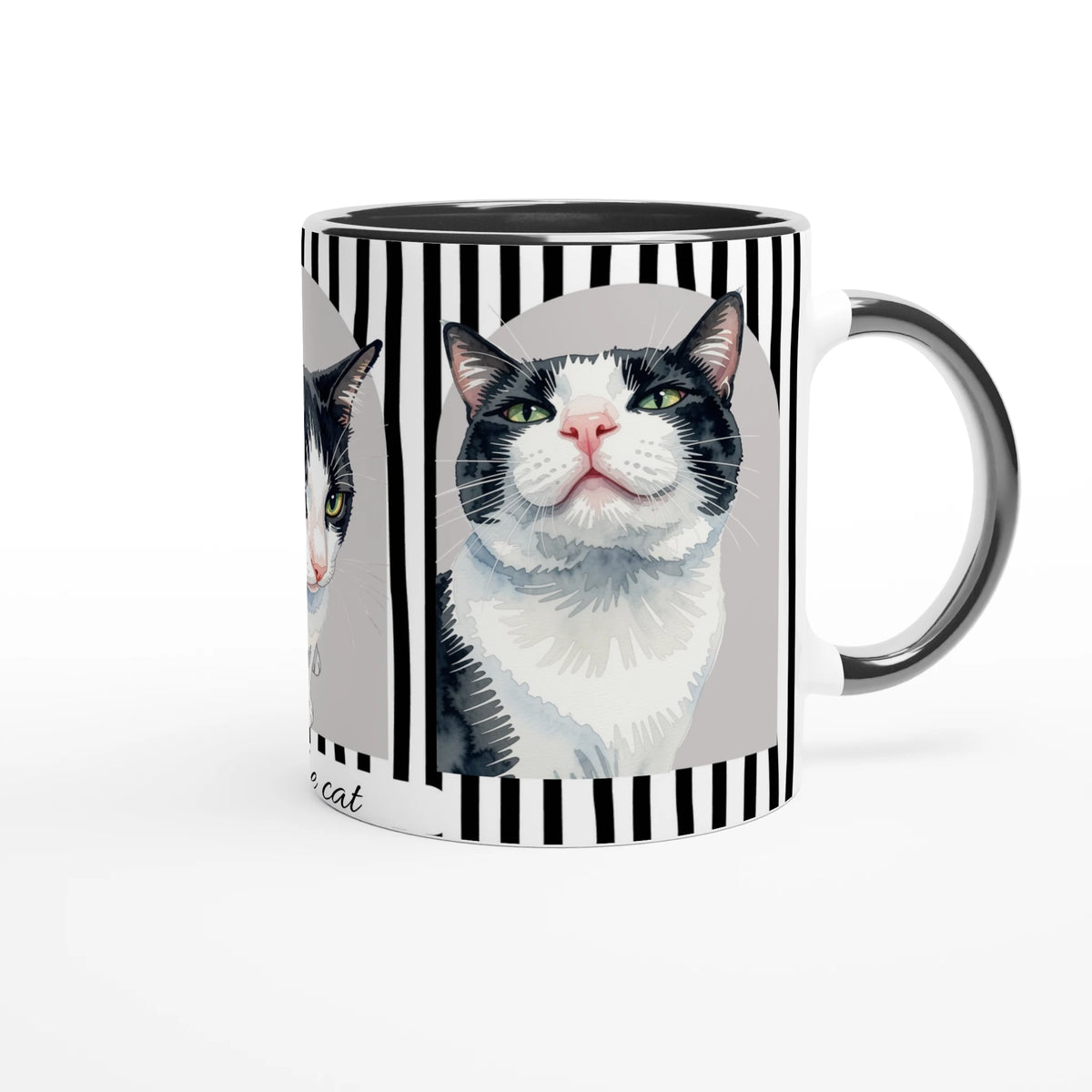 svartvit black and white mugg med katt cat